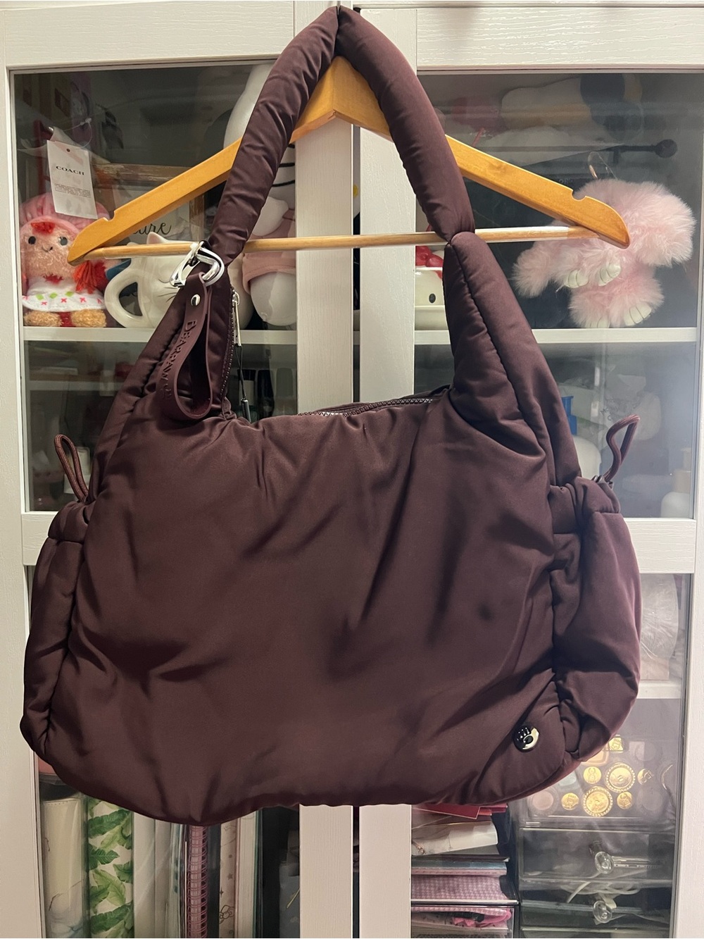 Bearpaw Quilted Padded Shoulder Bag Dark Chocolate Large NWT